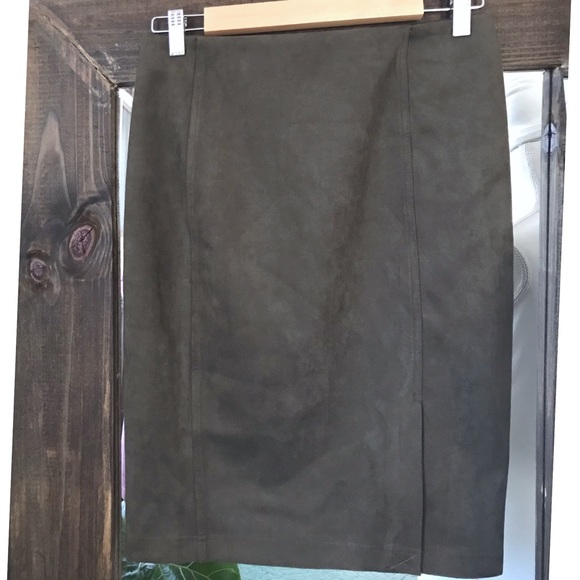 Premise Dresses & Skirts - Premise Studio Olive Green Pull on Suede skirt